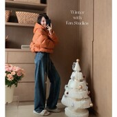 复古水洗抽绳时髦牛仔裤 FAN 价321 宽松阔腿裤 秋新品 原