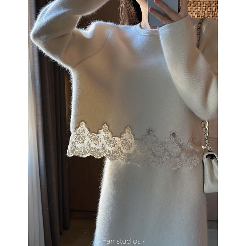 FANSTUDIOS2023秋冬蕾丝边套装