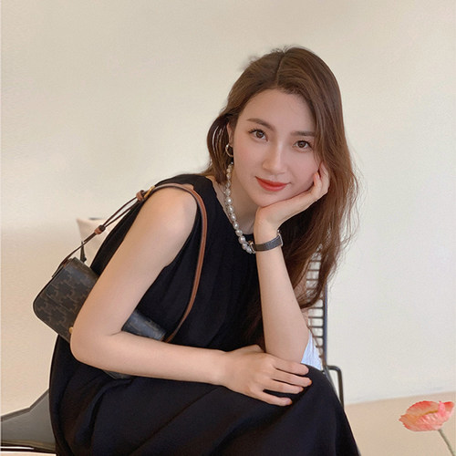 宽松人丝双绉窄肩连衣裙