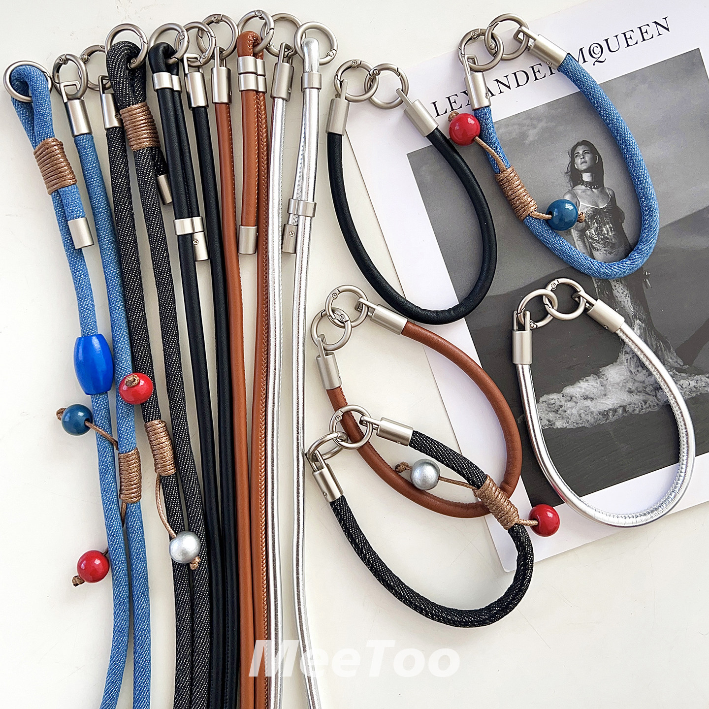 新款小羊皮质绳手机壳挂绳钥匙扣防丢简约彩色手工绳挂链创意精致