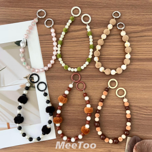 ins手机珠链挂绳斜挎手提可拆卸双扣挂链结实手工串珠链时尚 百搭