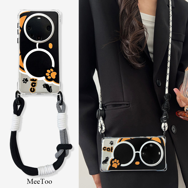 新款墨镜黑猫手机壳带挂绳适用于华为mate60/70vivox200ultra手提斜挎OPPOfindx7/8四角开孔14/15ultra防摔,3C数码配件,手机保护套/壳,淘宝优惠券,粉丝福利购,淘宝优惠卷