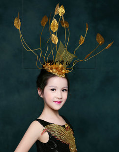 韩式儿童礼服公主舞台头饰表演出形象造型女童走秀礼帽夸张头饰