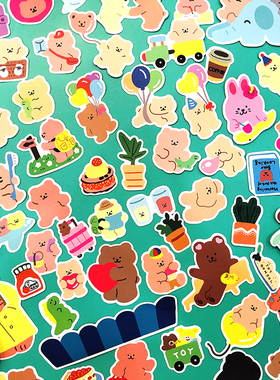 ins韩国malling booth可爱果冻熊贴纸装饰点缀学生日记本手账贴画