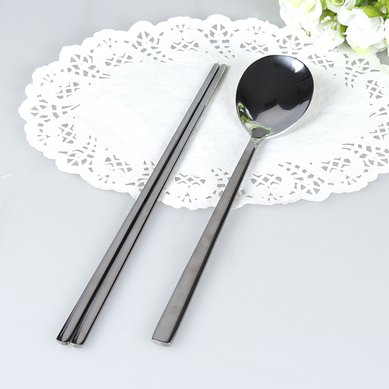 实心韩式不锈钢筷子勺子便携餐具