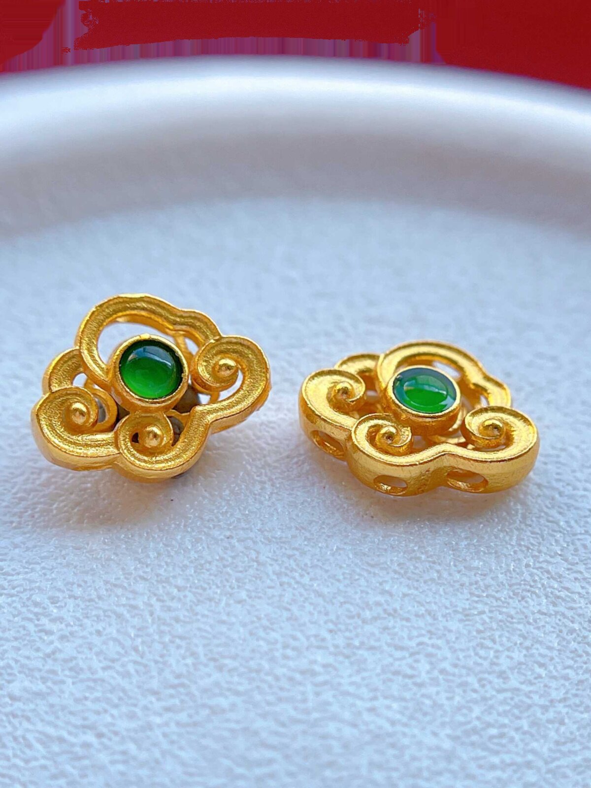 925 고대 프랑스 실버 골드 도금 액세서리 구슬과 뒷면 구름 액세서리로 구분된 옥 상감 구름 액세서리 DIY 펜던트 페르시 팔찌 땋은 밧줄