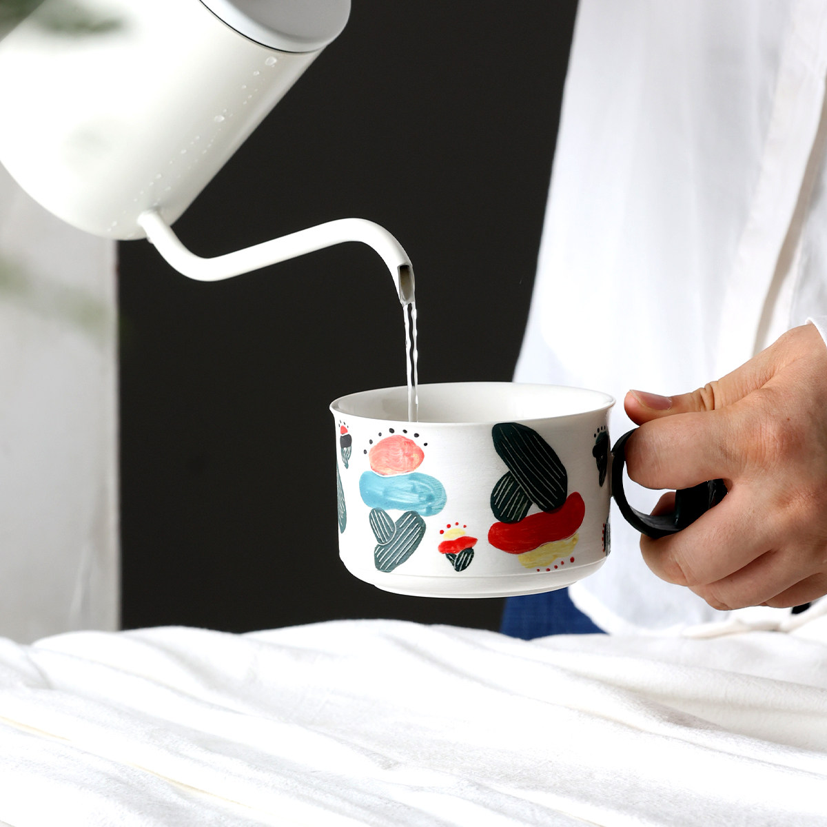 不觉茶舍景德镇手绘小众风咖啡杯