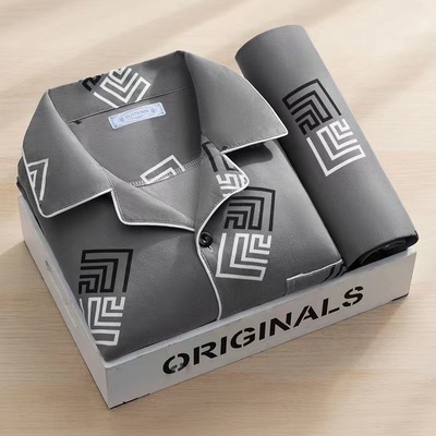 高档纯棉睡衣长袖春夏秋季2022年新款时尚男士休闲家居服中老年款