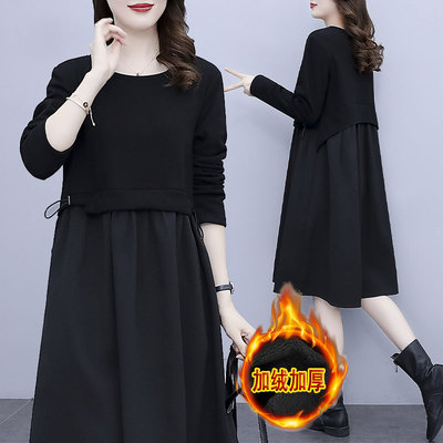 加绒加厚假两件连衣裙