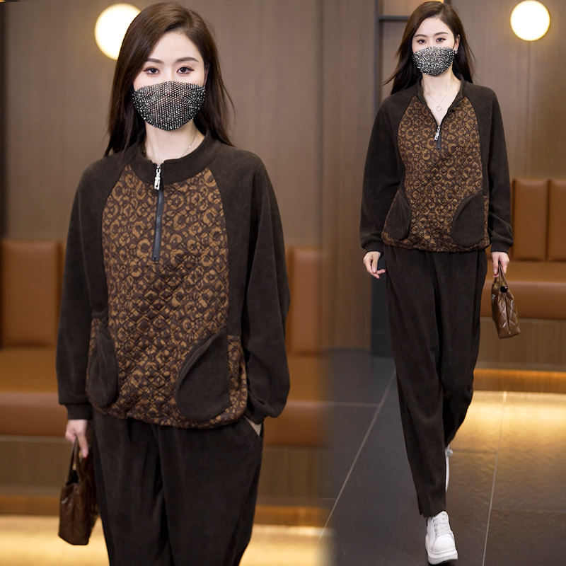 大码女装长袖卫衣+裤子两件套女