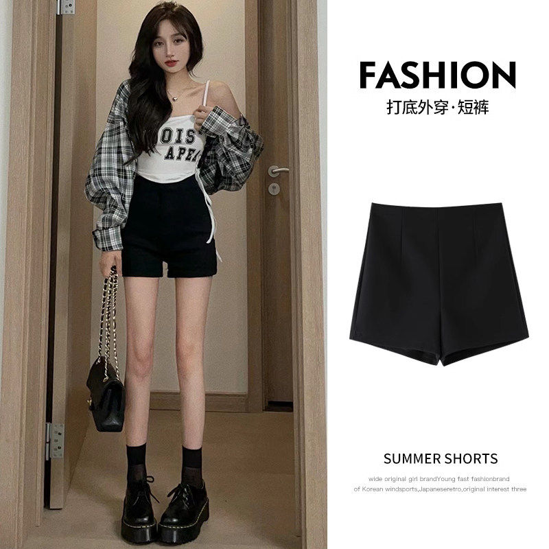 高腰短裤休闲女时尚百搭外穿弹力紧身黑色打底辣妹热裤子春秋显瘦