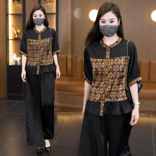 大码气质休闲减龄时尚套装女