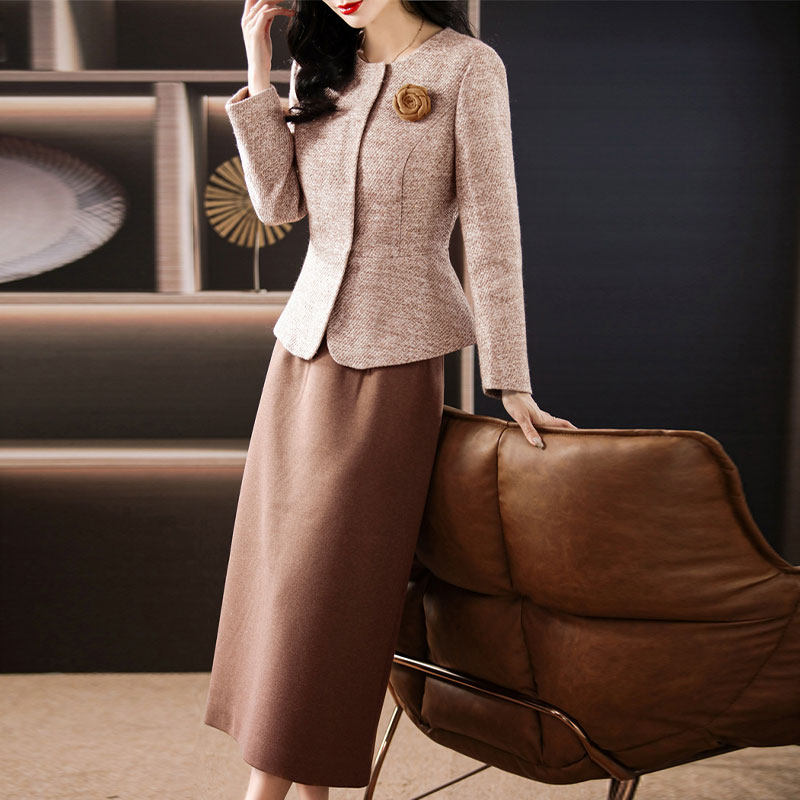 大码毛呢套装女秋冬2025年新款气质显瘦过膝两件套裙装潮,女装/女士精品,时尚套装,淘宝优惠券,粉丝福利购,淘宝优惠卷