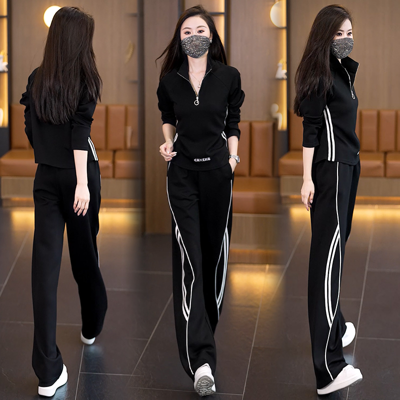 大码专柜休闲运动服套装女秋季新款韩系长袖卫衣上衣阔腿裤两件套