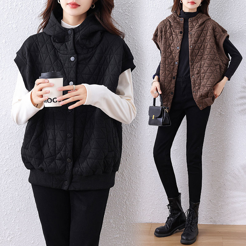 复古保暖连帽棉衣马甲外套