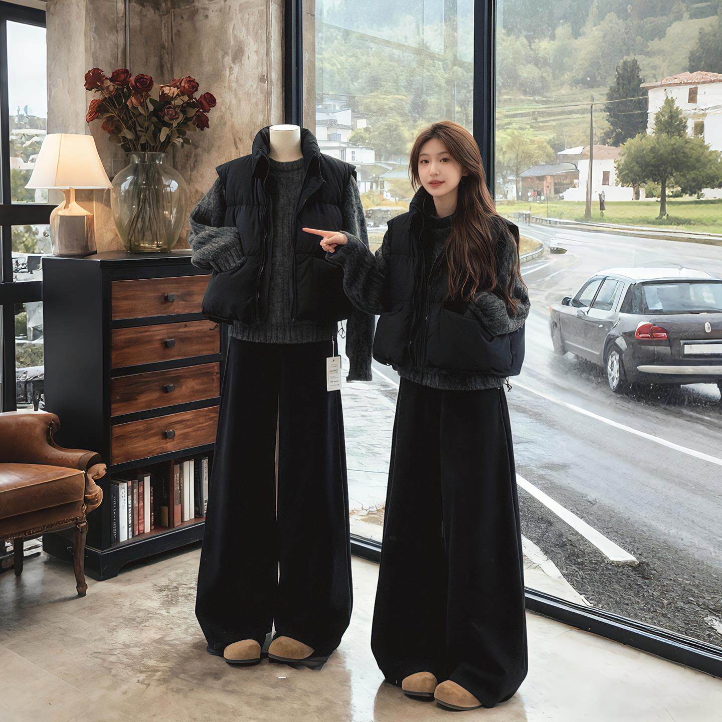 冬装搭配一整套穿搭慵懒针织毛衣