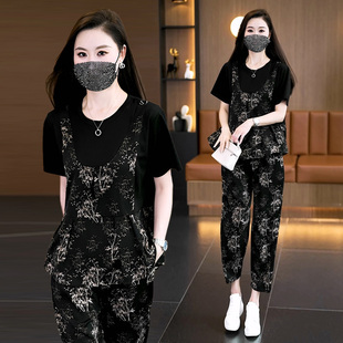 洋气时尚大码宽松套装女宽松胖妹妹显瘦韩版2026新款夏季两件套潮