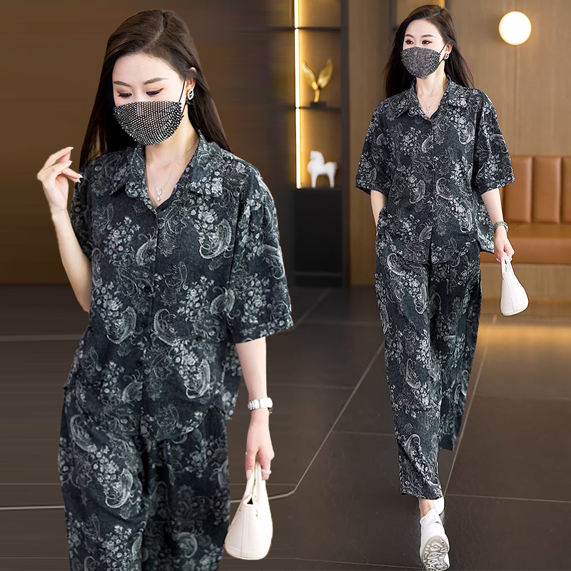 宽松显瘦气质衬衫裤子两件套女