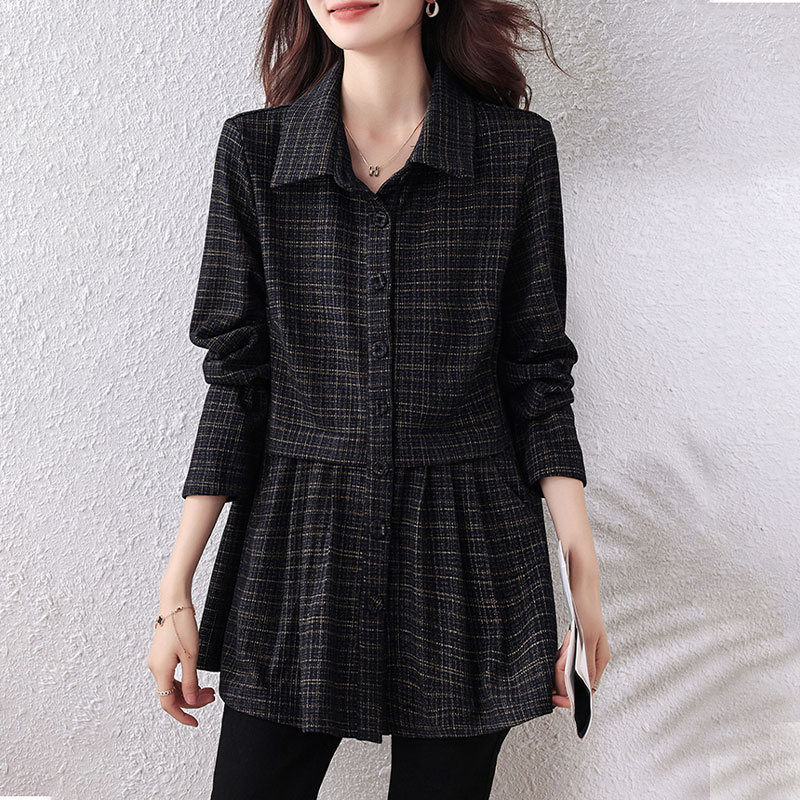 胖妹妹遮肉宽松中长款衬衫