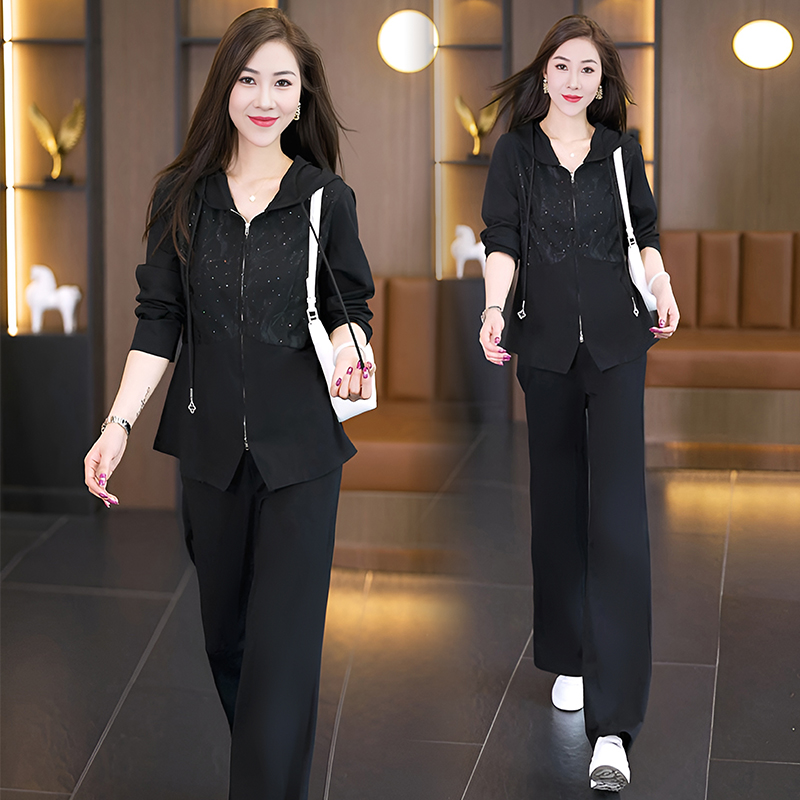 新款长袖休闲运动时尚套装女2025秋季气质减龄显瘦上衣裤子两件套