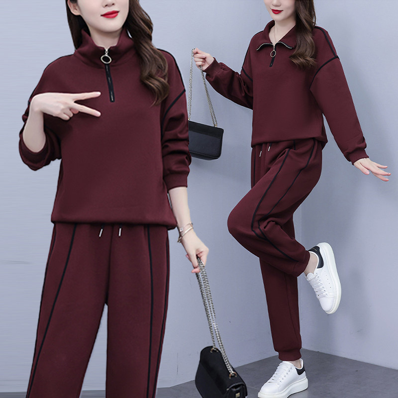 大码套装显瘦时尚长袖卫衣+裤子两件套女2026春季新款休闲运动套