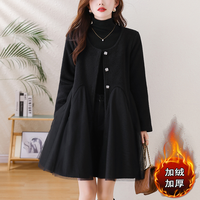 大码女装毛呢外套女2025冬季新款韩版宽松显瘦斗篷呢子中长款大衣