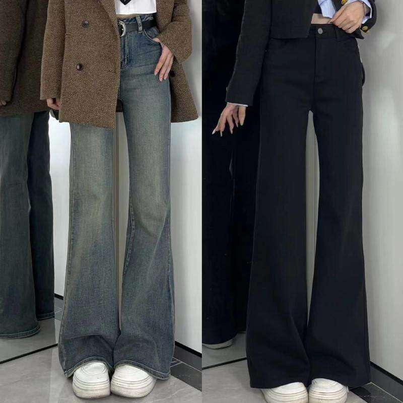 复古蓝不贴腿微喇牛仔裤女春秋款胖妹妹mm显瘦梨形身材弹力喇叭裤,女装/女士精品,大码裤装,淘宝优惠券,粉丝福利购,淘宝优惠卷
