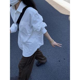 女2026新款 衬衫 韩系纯棉打底上衣宽松内搭防晒衬衣夏 白色长袖 秋季