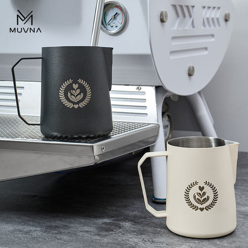 MUVNA意式咖啡拉花杯304不锈钢尖嘴拉花缸450/600ml打奶缸奶泡杯