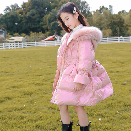 女童秋冬羽绒服2025新款中大童貉子毛领白鸭绒保暖衣服冬装外套潮