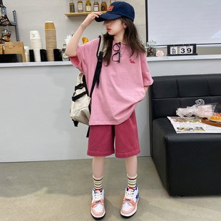 两件套12 女大童T恤套装 夏季 2025新款 洋气初中生女孩9夏装