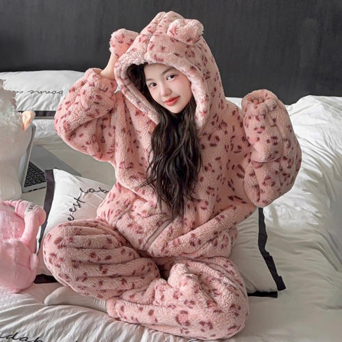 女童睡衣秋冬季2025新款儿童珊瑚绒女孩大童女装加厚法兰绒家居服