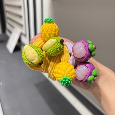 A0072韩国彩色水果头绳高弹不伤发可爱百搭少女马尾扎头发圈