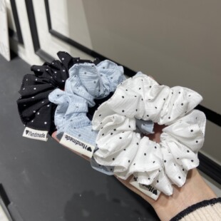 A0022 韩版小清新格纹小波点大肠发圈女丸子头皮筋气质发绳扎头绳