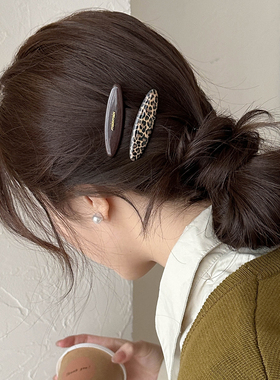 E3843ab款 秋冬气质百搭字母豹纹发夹女侧边刘海碎发卡子头饰品