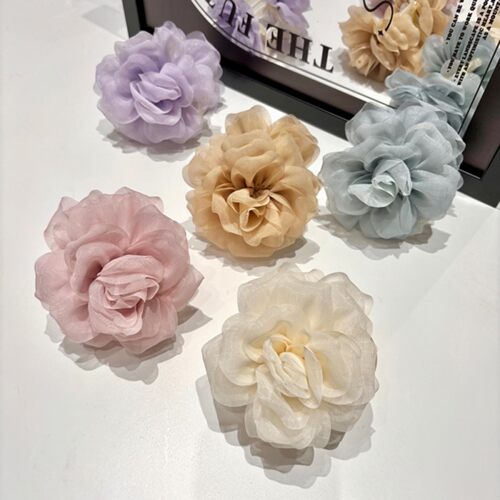 A0064 超仙山茶花抓夹8cm女新款温柔氛围感半扎头饰花朵头花