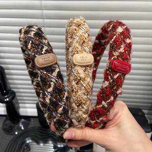 E2746 显脸小网红细发箍 秋冬气质高颅顶新年字母小香风编织发箍