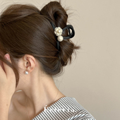 小香风中号8CM半抓夹 E2302 网红气质经典 黑白山珠珠抓夹