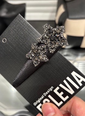 E5162 韩系闪钻星星bb发夹黑色时髦酷飒感时尚侧边夹掰掰夹发卡女