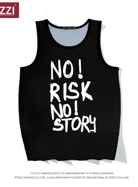 NO RISK NO STORY美式速干宽松背心运动健身坎肩休闲无袖网眼球衣