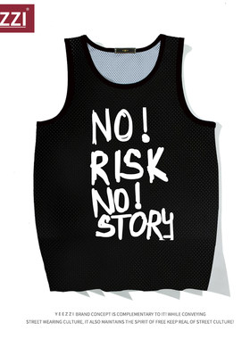 NO RISK NO STORY美式速干宽松背心运动健身坎肩休闲无袖网眼球衣