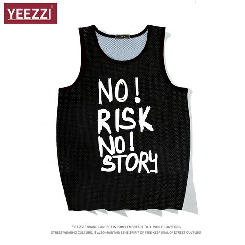 NO RISK NO STORY美式速干宽松背心运动健身坎肩休闲无袖网眼球衣