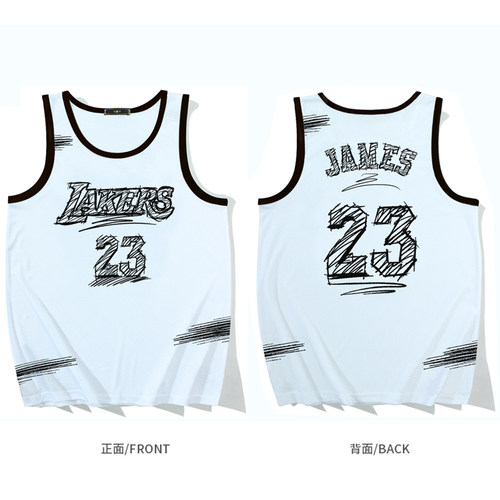 美式复古篮球服背心手绘创意素描