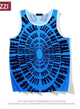 美式速干背心网眼球衣虚假人生原创小众设计休闲百搭创意印花坎肩