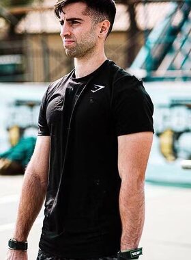 劲夫加减法同款GYMSHARK短袖男生夏季健身修身GYM鲨鱼新运动T恤