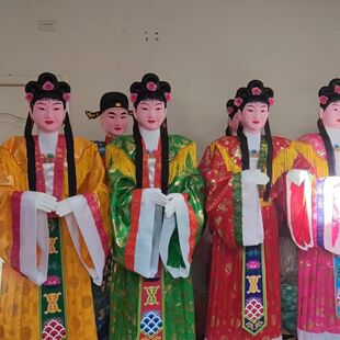 1.8米鞠躬金童玉女童男童女影视道具摆件灵屋电子花圈古装全套
