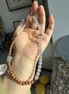 原创设计款天然和田玉蓝月光串珠手链个性小众高级感手串553号