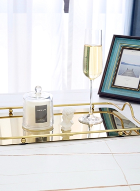 捡漏价！轻奢不锈钢边框果盘家用客厅茶几金属托盘高级感装饰果篮