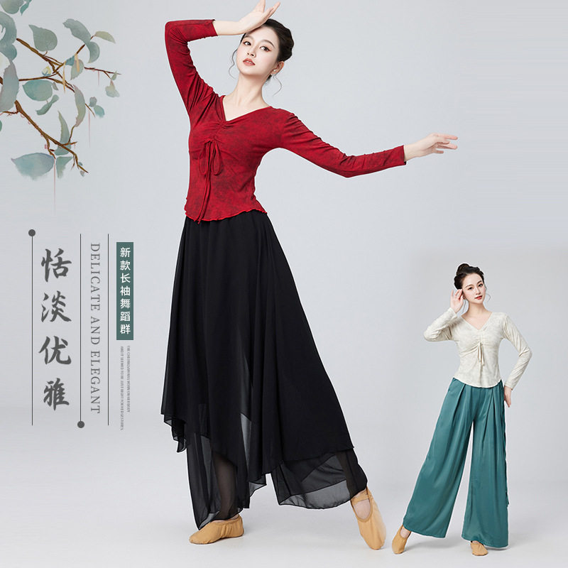 中国风广场舞古典舞表演练功服