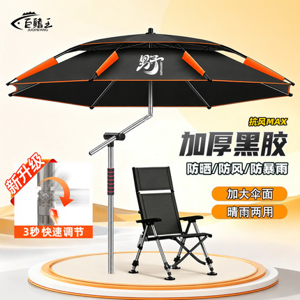 钓鱼伞2026新款户外专用露营遮阳伞加厚黑胶防晒防暴雨拐杖大钓伞